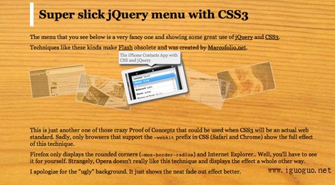 Slick jQuery Menu