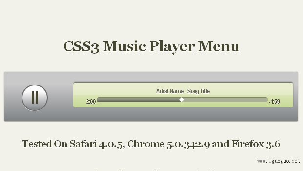 CSS3 Music Player Menu