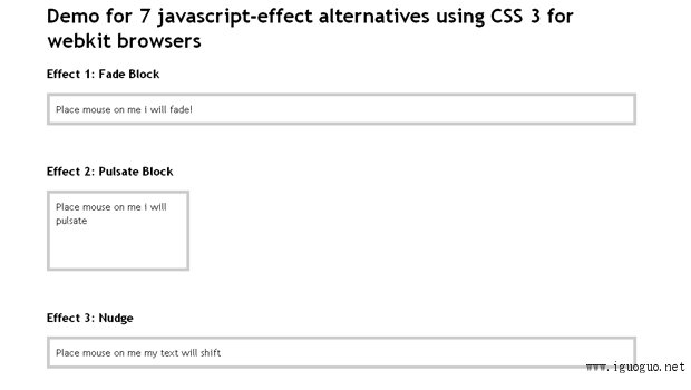 javascript-effect alternatives using CSS3 for webkit browsers