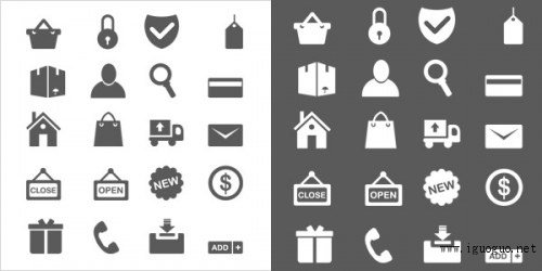 20 Minimal ecommerce icons (vector PSD)