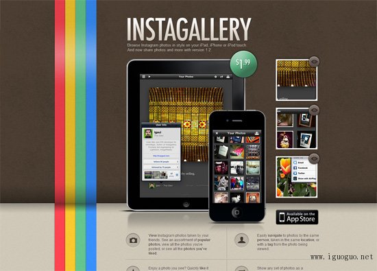 iOS app website design: Instagallery