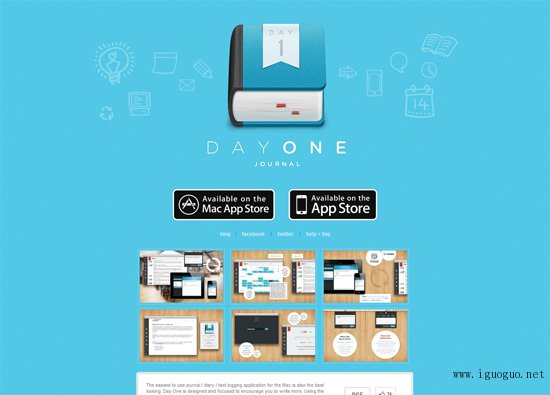 iOS app website design: Day One