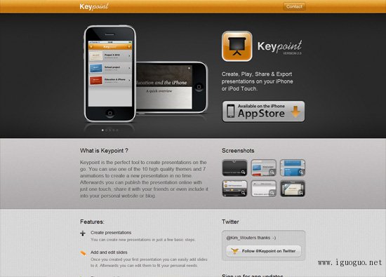 iOS app website design: Keypoint