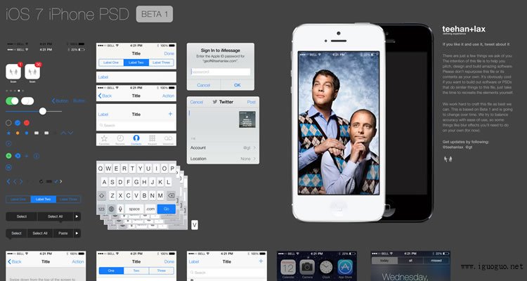 iOS 7 gui template ui kit free