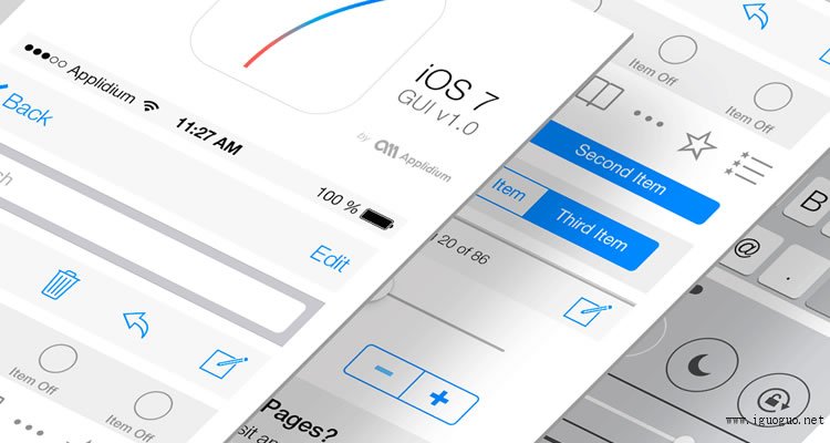 iOS 7 gui template ui kit free