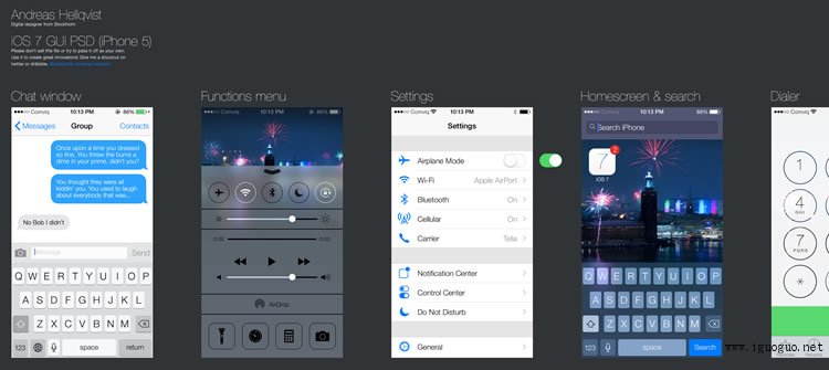 iOS 7 gui template ui kit free